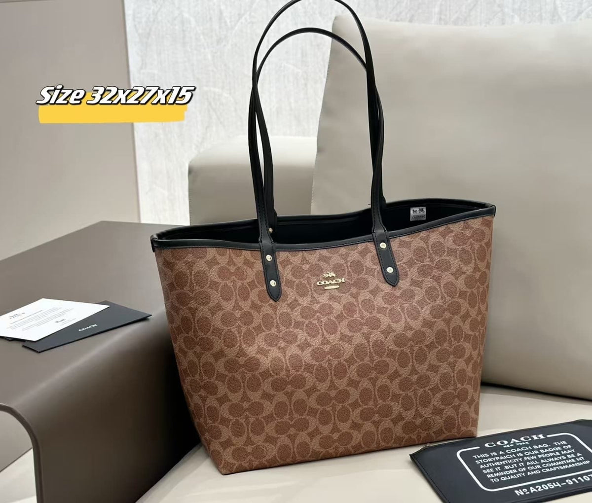 Brown Monogram Tote Bag – Large Everyday Shoulder Bag