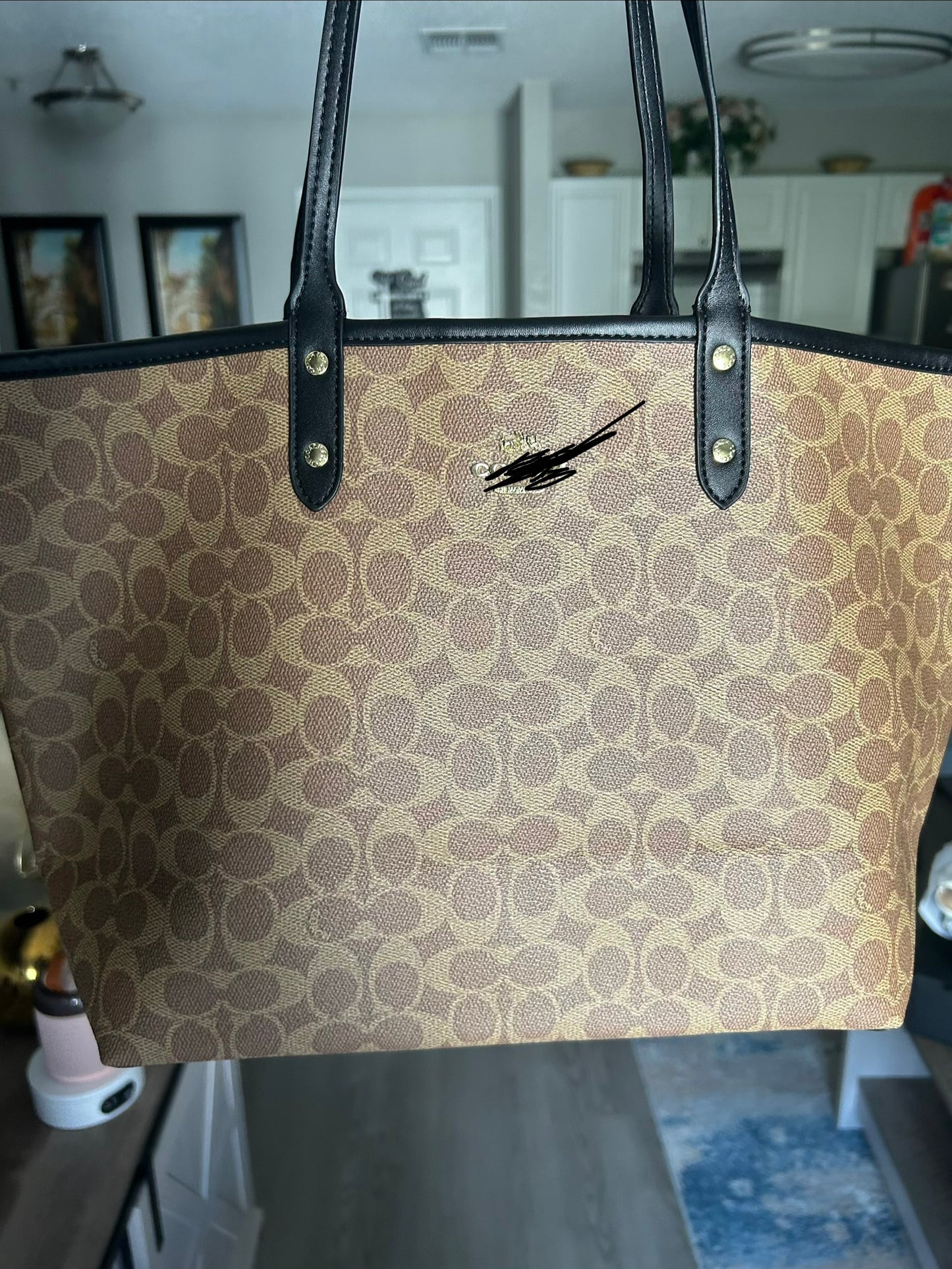 Brown Monogram Tote Bag – Large Everyday Shoulder Bag