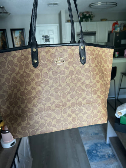 Brown Monogram Tote Bag – Large Everyday Shoulder Bag